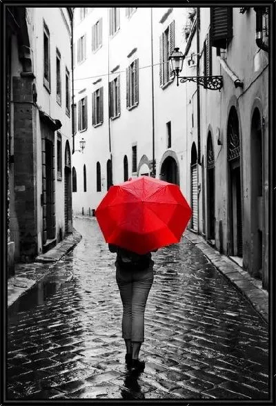 Картина Человек с красным зонтом