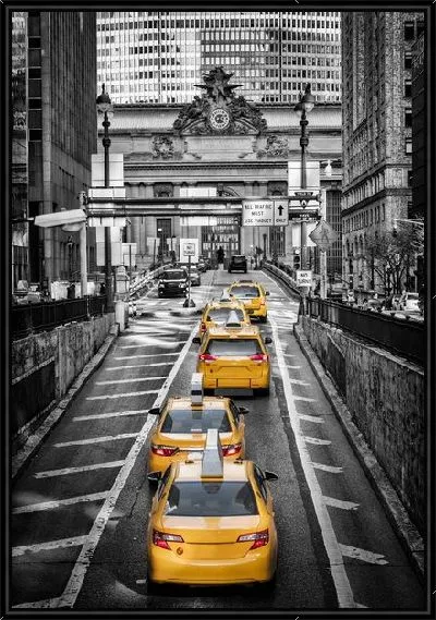 Картина Жёлтое такси на городской улице Нью-Йорка