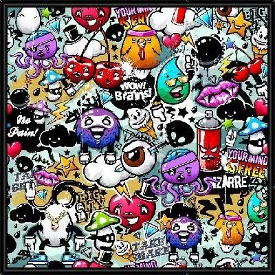 Картина Граффити с надписями и фентези-героями