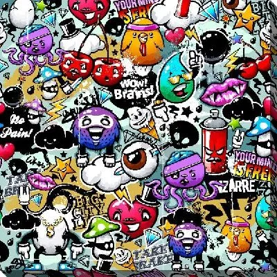 Постер Граффити с надписями и фентези-героями