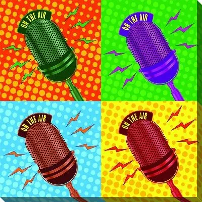 Картина маслом Ретро-микрофон в стиле поп-арт