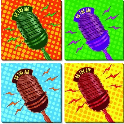 Ретро-микрофон в стиле поп-арт