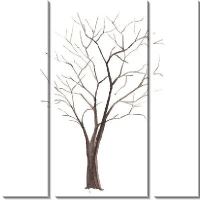 Модульная картина Дерево на белом фоне №2