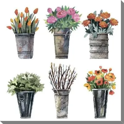 Картина маслом Цветы в горшках