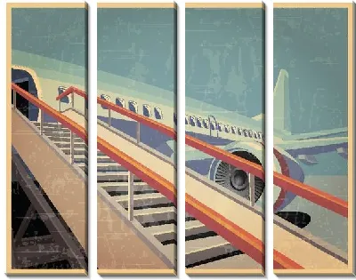 Модульная картина Трап к самолёту