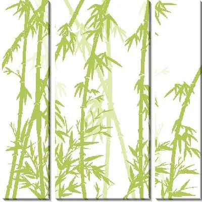 Модульная картина Бамбук на белом фоне
