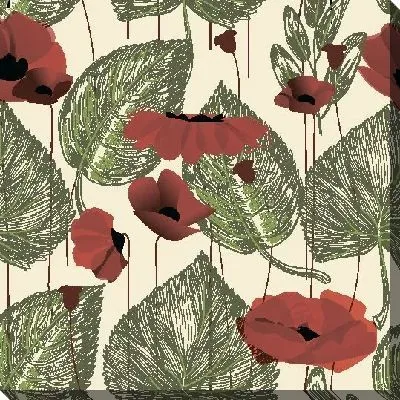 Маки и листья №3