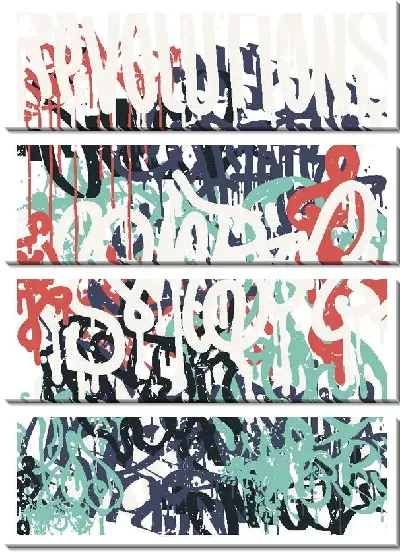 Модульная картина Абстрактные надписи