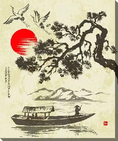 Постер Лодка на озере №4