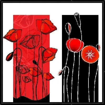 Маки на красном и черном фоне