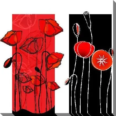 Маки на красном и черном фоне