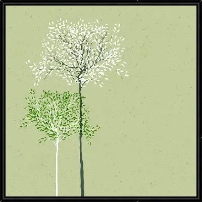 Картина Два дерева на зеленом фоне