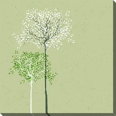 Постер Два дерева на зеленом фоне