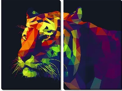 Модульная картина Тигр на черном фоне