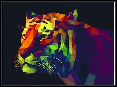 Картина Тигр на черном фоне