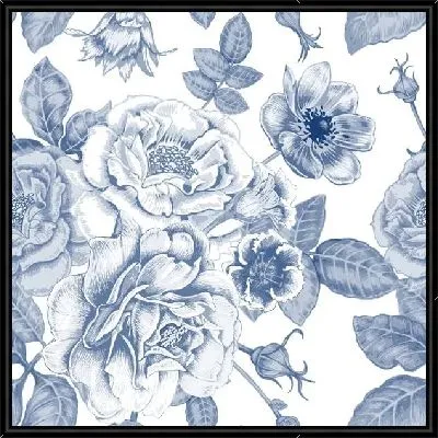 Картина Цветочный орнамент с розами, пионами, анемонами и колокольчиками