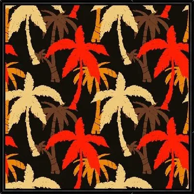 Картина Разноцветные пальмы на черном фоне