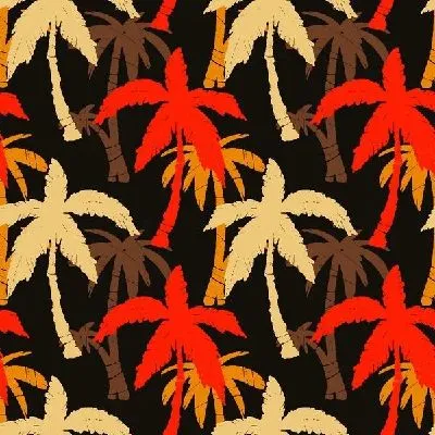 Плакат Разноцветные пальмы на черном фоне