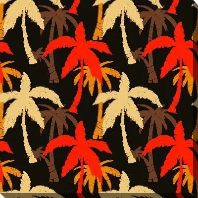 Постер Разноцветные пальмы на черном фоне