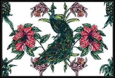 Павлин в цветах