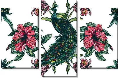 Павлин в цветах