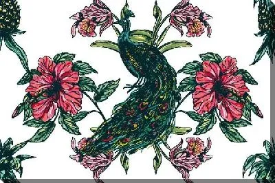 Павлин в цветах