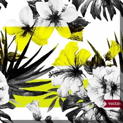 Картина маслом Абстракция с тропическими цветами