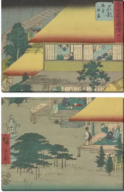 Картина Станция Ишибе (1855) (Ishibe station, from Fifty-three Stations Along the Tokaido (Tokaido Gojusan-tsugi))