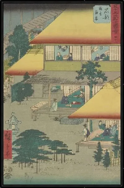 Картина Станция Ишибе (1855) (Ishibe station, from Fifty-three Stations Along the Tokaido (Tokaido Gojusan-tsugi))