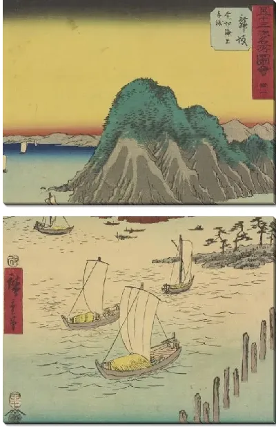 Картина Станция Маисака (1855) (Maisaka station, from Fifty-three Stations Along the Tokaido (Tokaido Gojusan-tsugi))