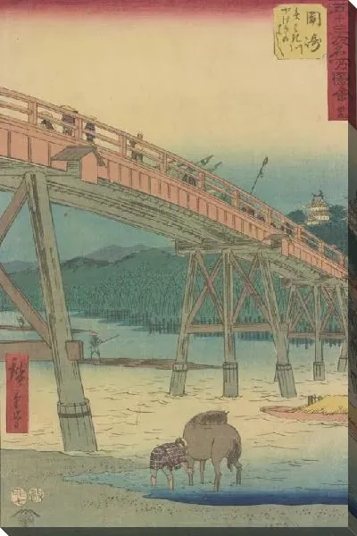 Картина Станция Окадзаки (1855) (Okazaki station, from Fifty-three Stations Along the Tokaido (Tokaido Gojusan-tsugi))