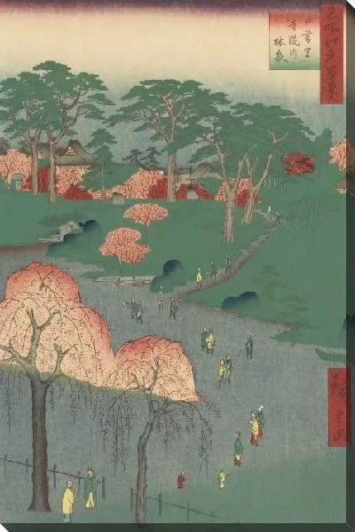 Картина Храм садов в Ниппори (1857) (One Hundred Famous Views of Edo “Temple Gardens at Nippori”)