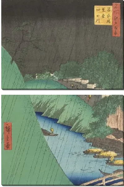 Картина Сеидо (1857) (One Hundred Famous Views of Edo “Seido and Kandagawa River from Shoheibashi Bridge”)