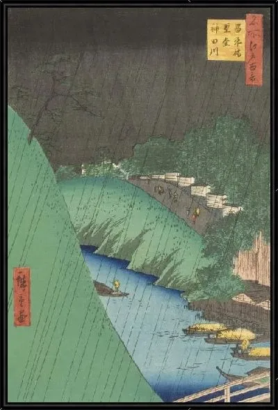 Картина Сеидо (1857) (One Hundred Famous Views of Edo “Seido and Kandagawa River from Shoheibashi Bridge”)