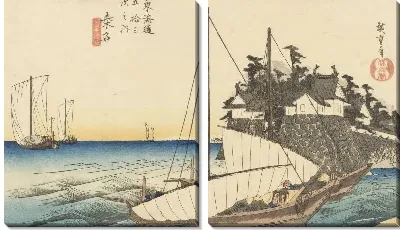 Картина Ку Ванн (1833) (Fifty-Three Stations of the Tokaido Hoeido Edition “Kuwana (Shichiri Ferry Crossing)”)