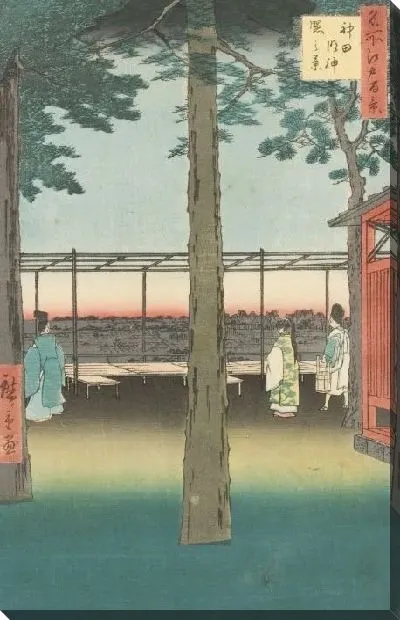 Картина Святыня (1857) (One Hundred Famous Views of Edo “Dawn at the Kanda Myojin Shrine”)