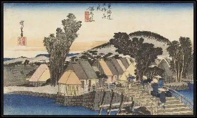Картина Ходогайа (1833) (Fifty-Three Stations of the Tokaido Hoeido Edition “Hodogaya (Shinmachi Bridge)”)