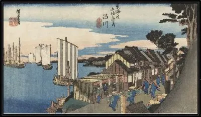 Картина Восход солнца (1833) (Fifty-Three Stations of the Tokaido Hoeido Edition “Shinagawa (Sunrise)”)