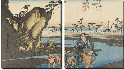 Картина Окитсу (1833) (Fifty-Three Stations of the Tokaido Hoeido Edition “Okitsu (Okitsu River)”)
