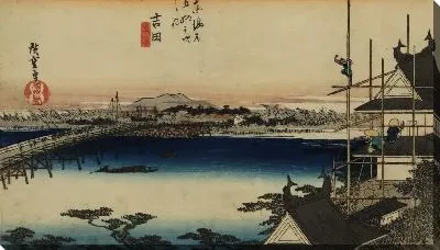 Картина Мост Тоёкава (1833) (Toyokawa Bridge, Yoshida, from the series the Fifty-three Stations of the Tokaido (Hoeido edition))