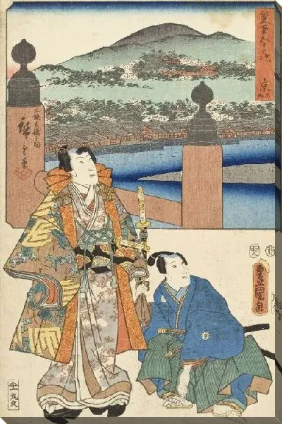 Картина Мост Сандзё, Киото (1855) (Sanjō Bridge, Kyoto)