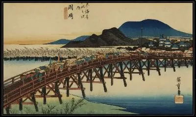 Картина Яхаги мост (1833) (Yahagi Bridge, Okazaki, from the series the Fifty-three Stations of the Tokaido (Hoeido edition))