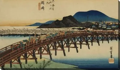 Картина Яхаги мост (1833) (Yahagi Bridge, Okazaki, from the series the Fifty-three Stations of the Tokaido (Hoeido edition))