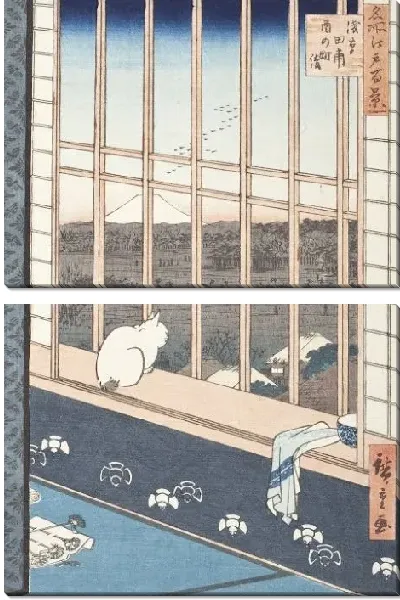 Картина Рисовые поля (1857) (Asakusa Rice Fields and Festival of Torinomachi)