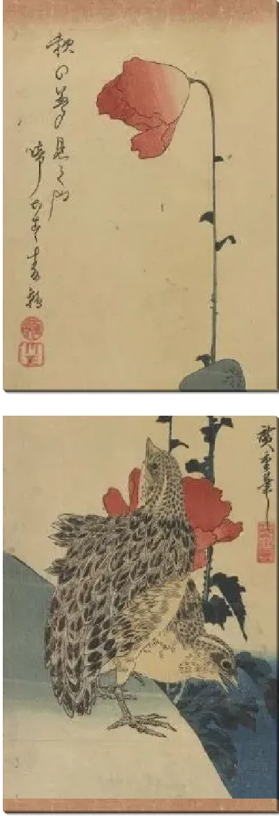 Картина Перепела и маки (Quail and poppies)