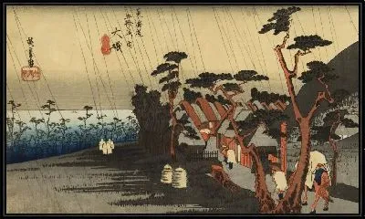 Картина Печаль дождя (1833) (The Sadness of the Rain, Oiso, from the series the Fifty-three Stations of the Tokaido (Hoeido edition))
