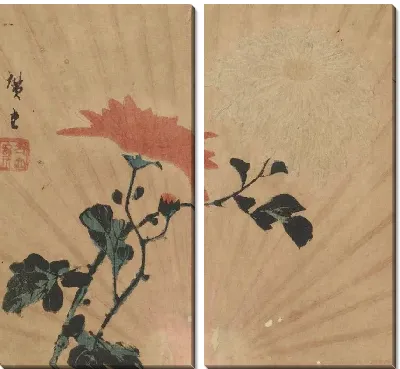 Картина Хризантемы (Fan print: Chrysanthemums)