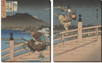 Картина Есицунэ (Yoshitsune ichidai-ki no uchi Gojo no hashi)