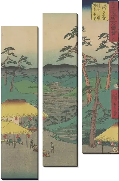 Картина Станция Ходогайа (1855) (Hodogaya station, from Fifty-three Stations Along the Tokaido (Tokaido Gojusan-tsugi))