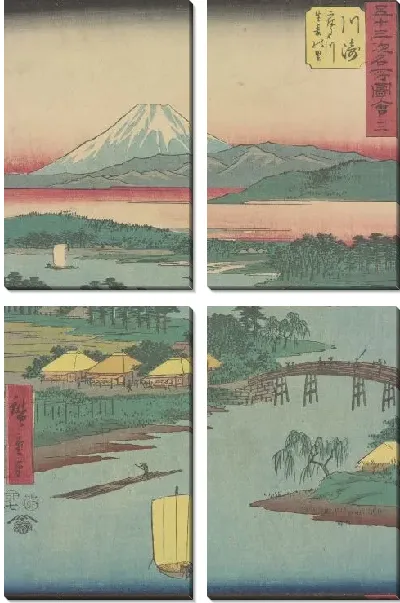 Картина Станция Кавасаки (1855) (Kawasaki station, from Fifty-three Stations Along the Tokaido (Tokaido Gojusan-tsugi))
